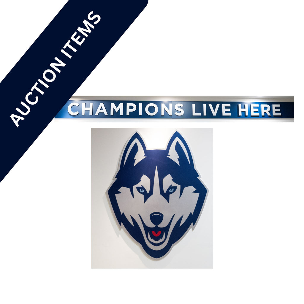 Silver Husky Head & “Champions Live Here” Banner