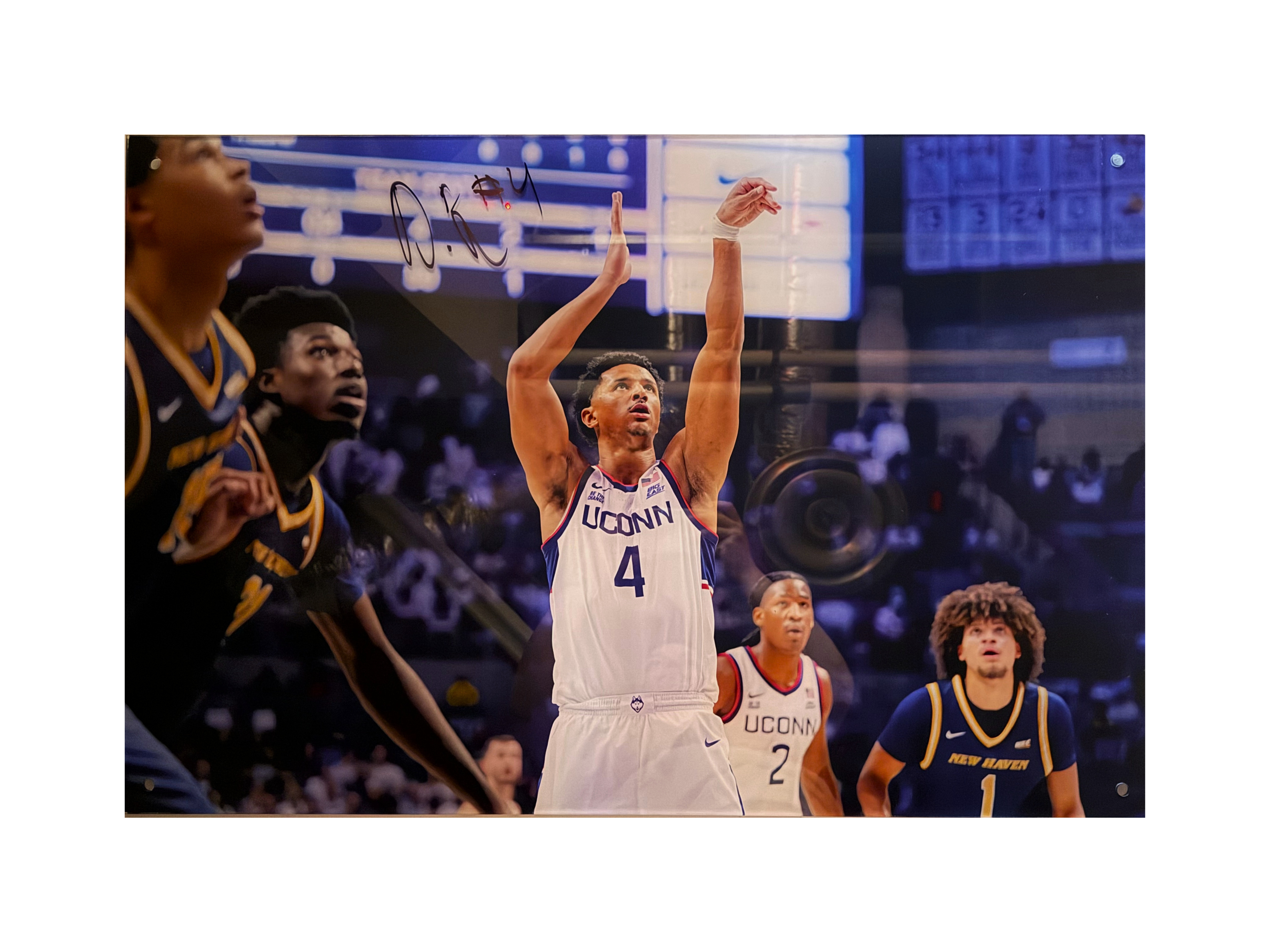 Dwayne Koroma Free Throw Autographed Men’s Basketball Locker Room Acrylic Photo