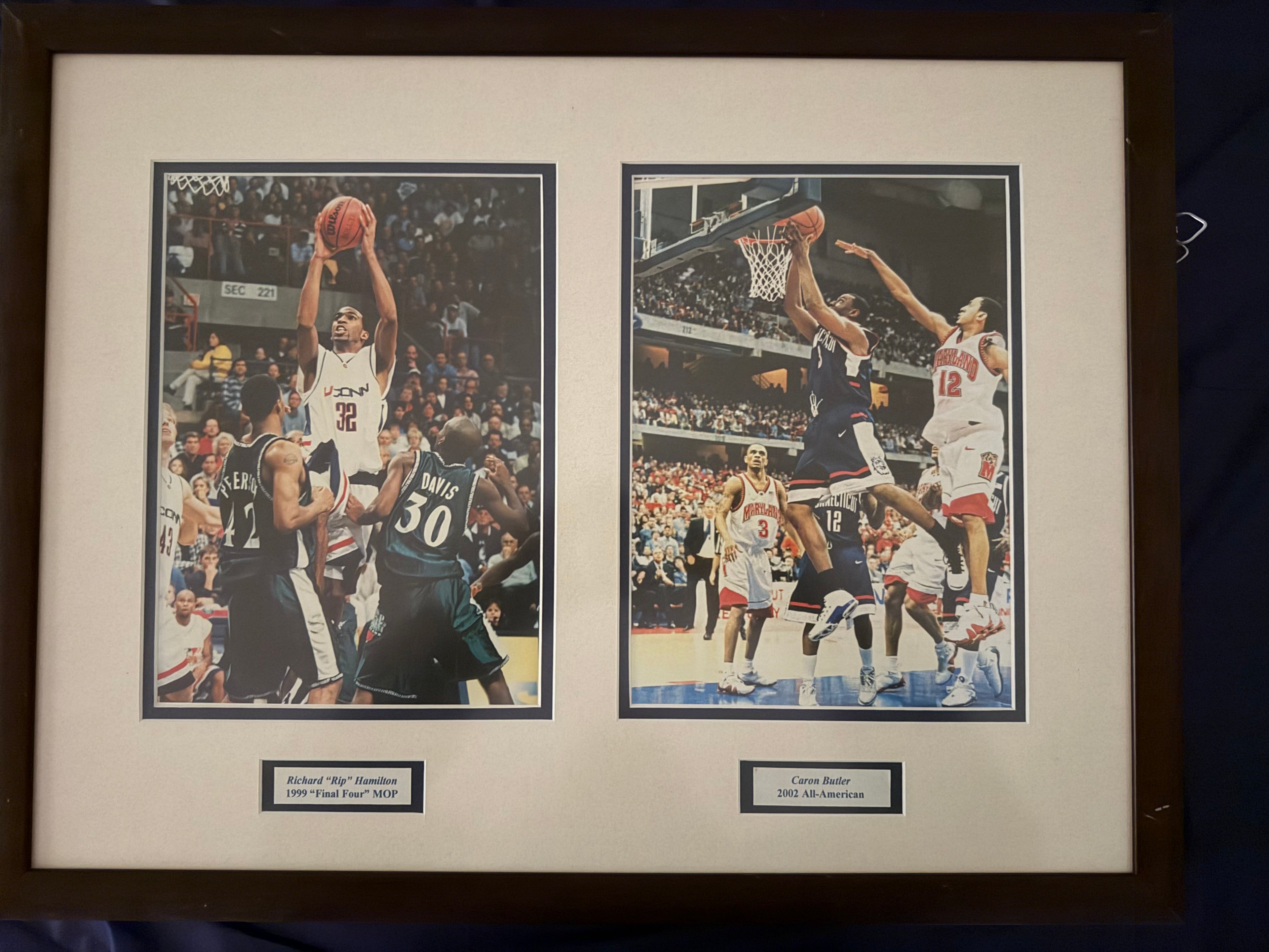 Rip Hamilton Final Four/Caron Bulter All-American Framed Photo