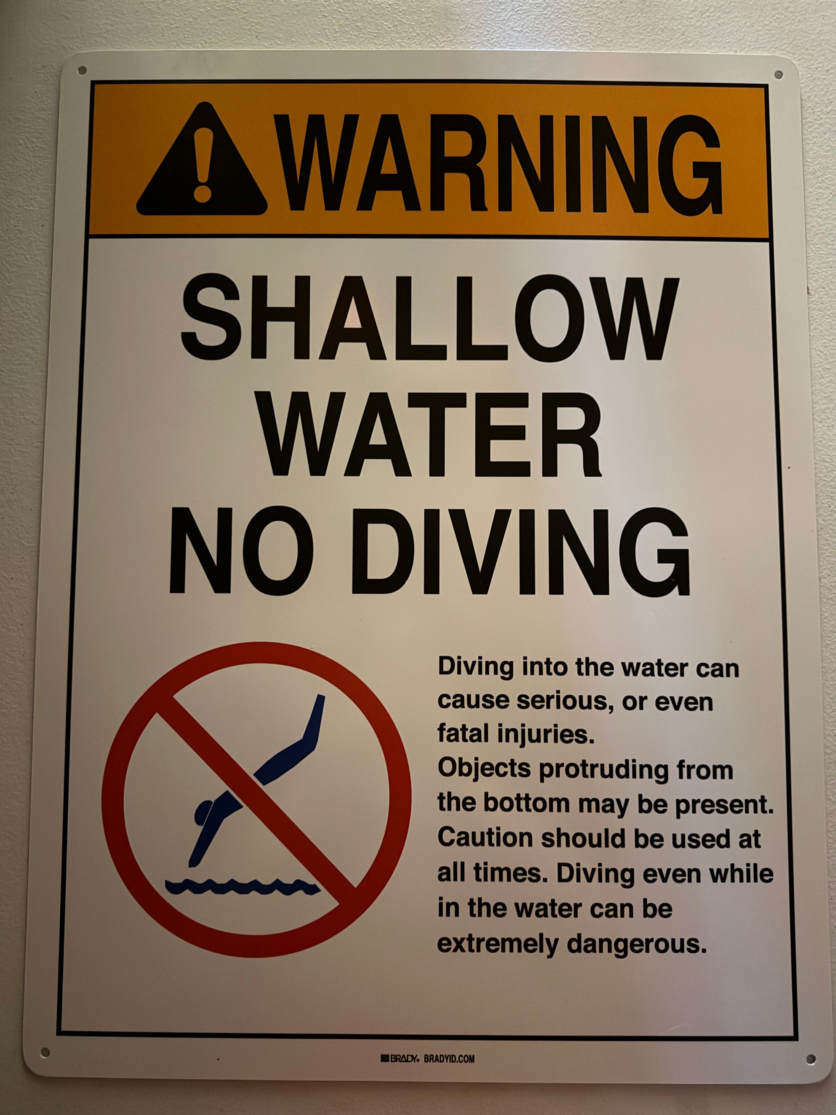 No Diving Locker Room Spa Sign