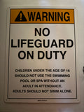 No Lifeguard on Duty Locker Room Spa Sign