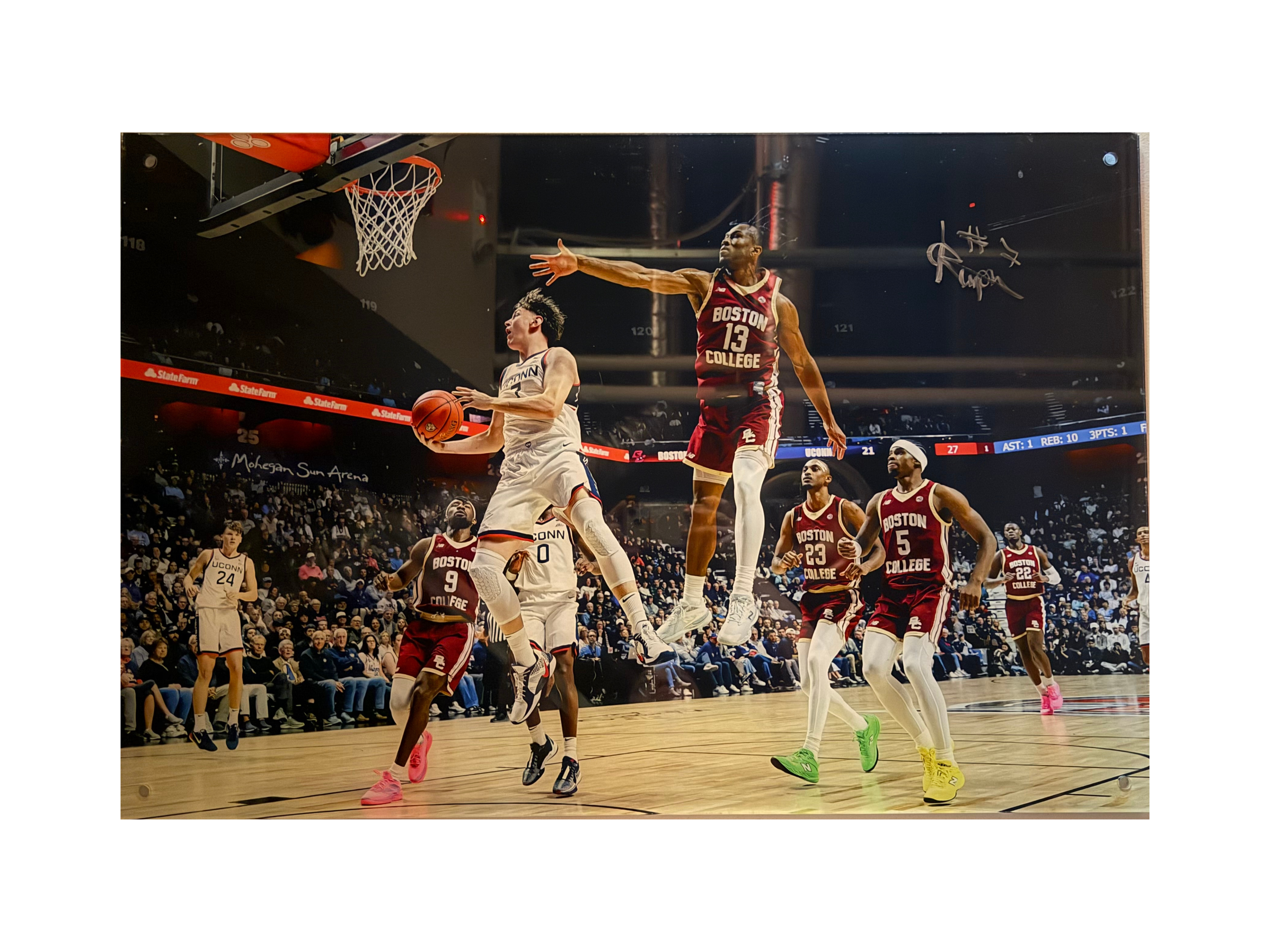 Jacob Furphy Layup Autographed Men’s Basketball Locker Room Acrylic Photo