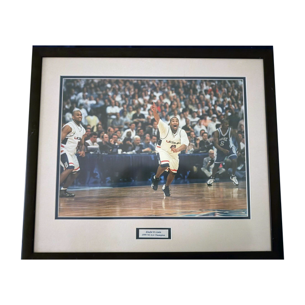 Khalid El-Amin 1999 Championship Framed Photo From UConn Locker Room