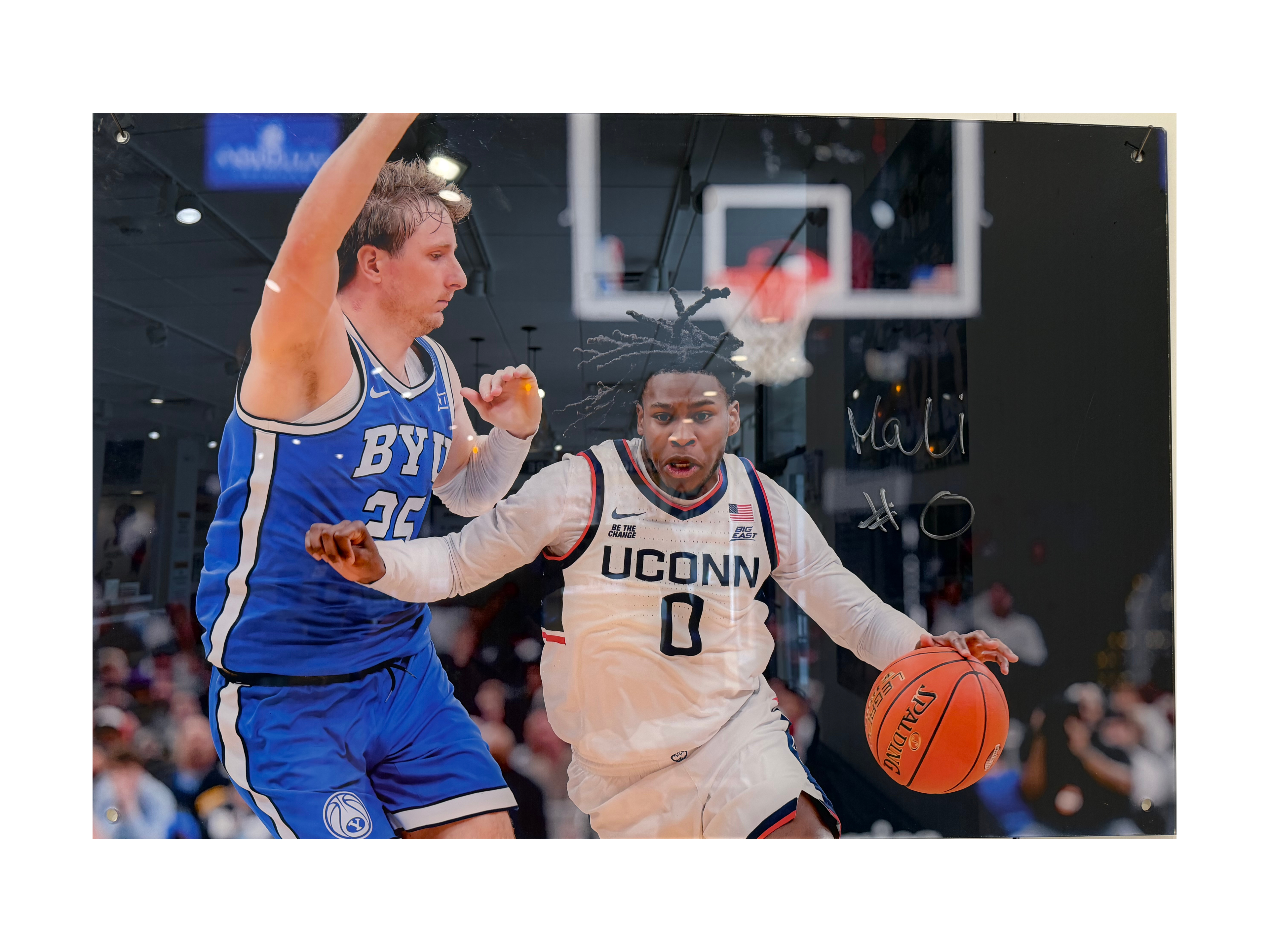 Malachai Smith Dribble Autographed Men’s Basketball Locker Room Acrylic Photo
