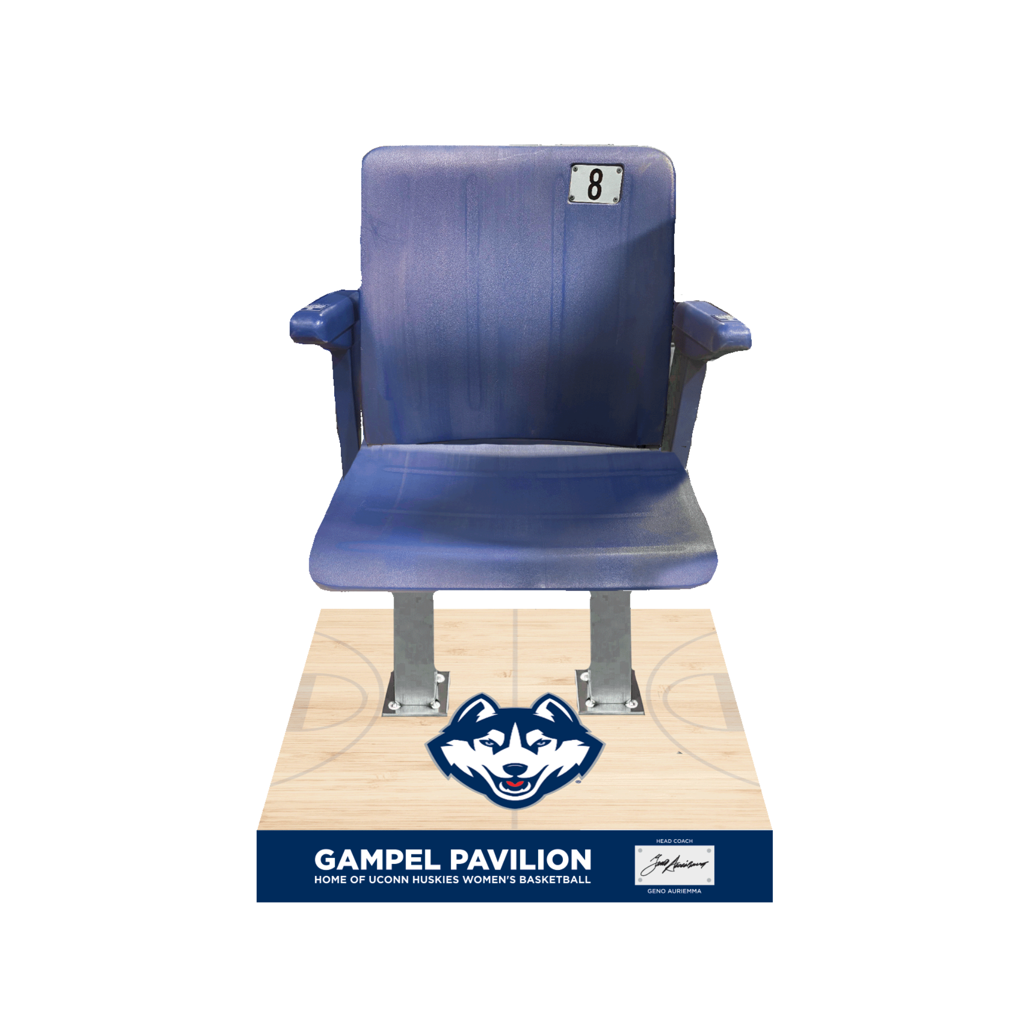 Gampel Pavilion Collectible Seat with Base - Coach Auriemma Limited Edition Autographed Series