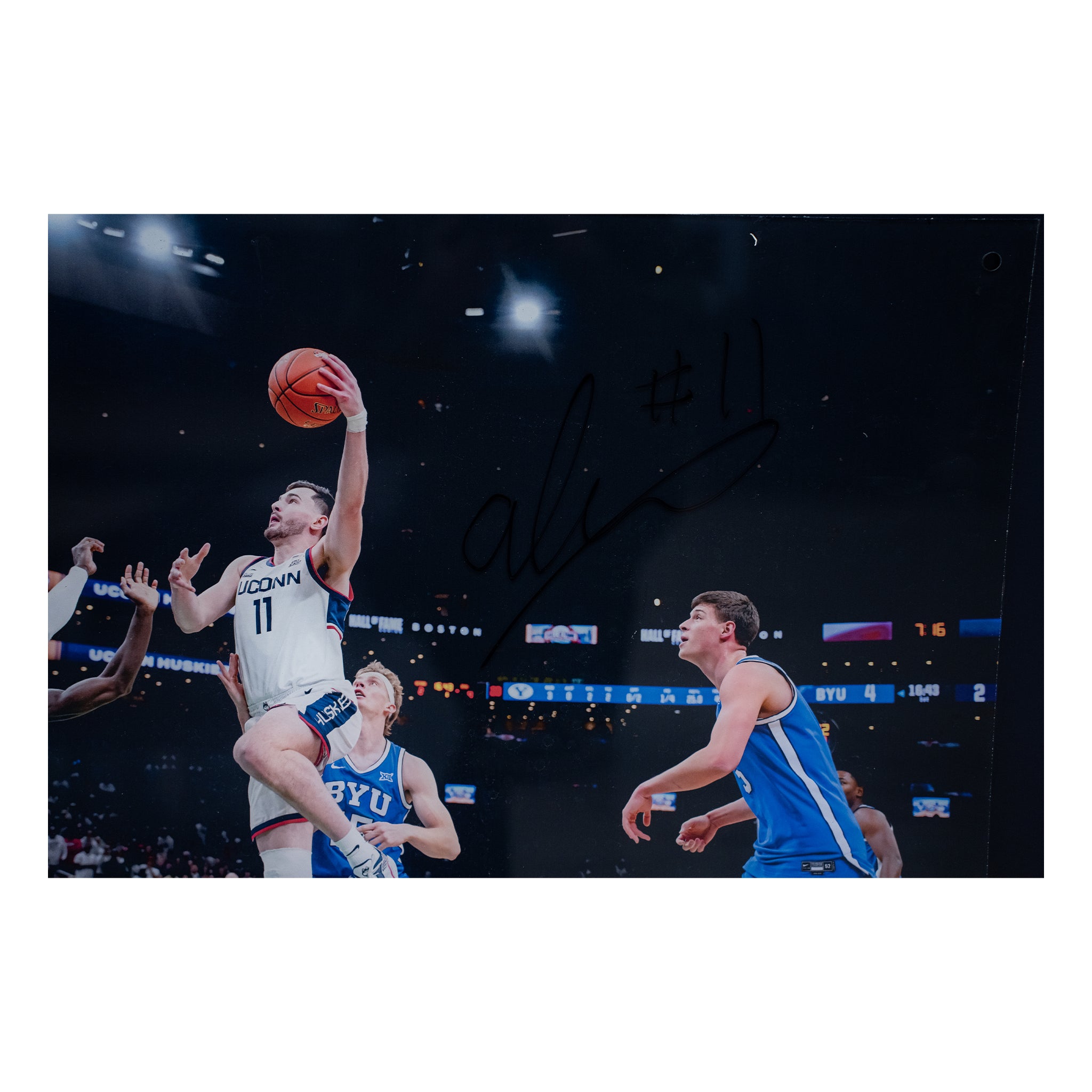Alex Karaban Autographed Men’s Basketball Locker Room Framed Photo