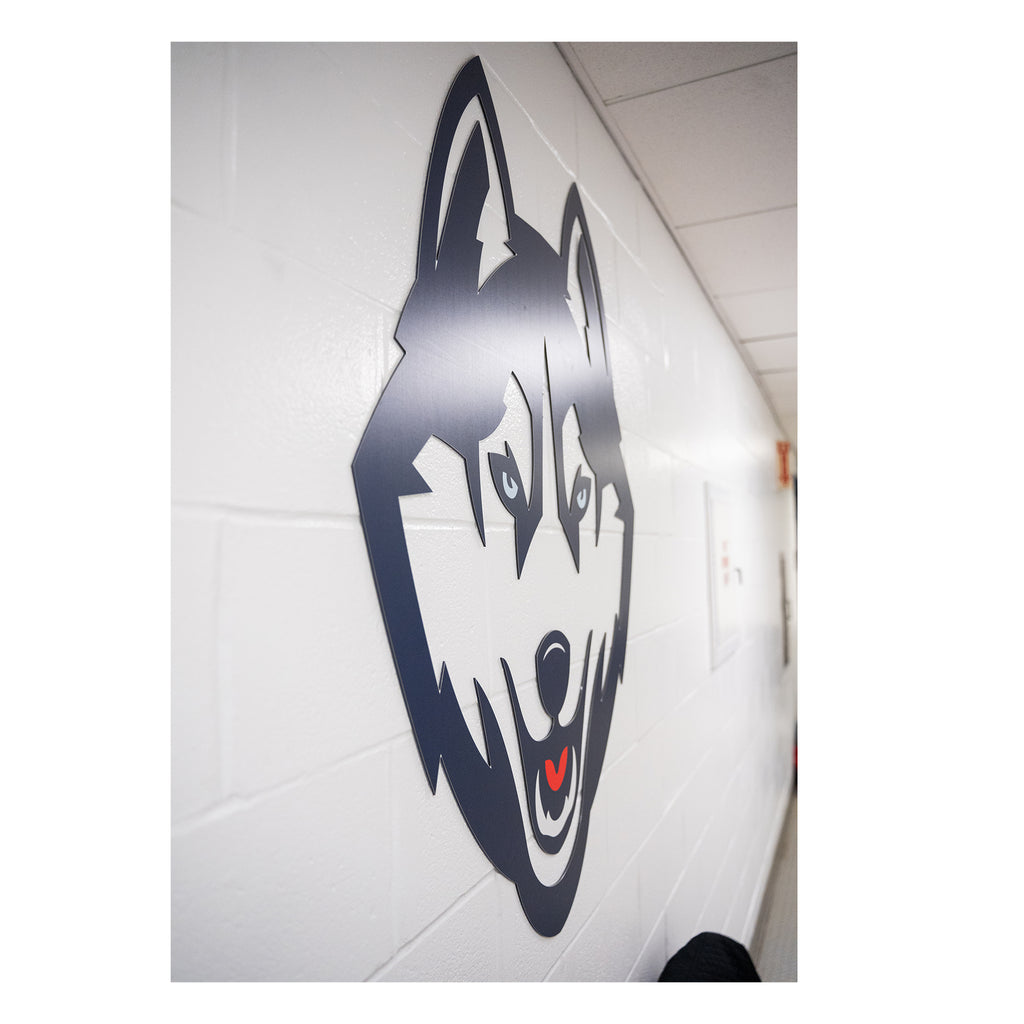 Large Metallic UConn Husky Head Logo Artwork