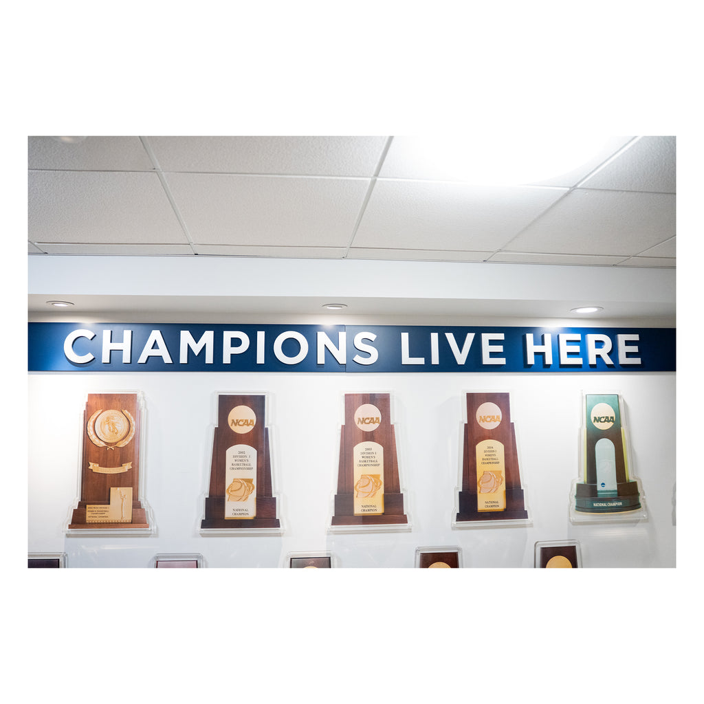 "Champions Live Here" Women’s Locker Room Exterior Wall Sign