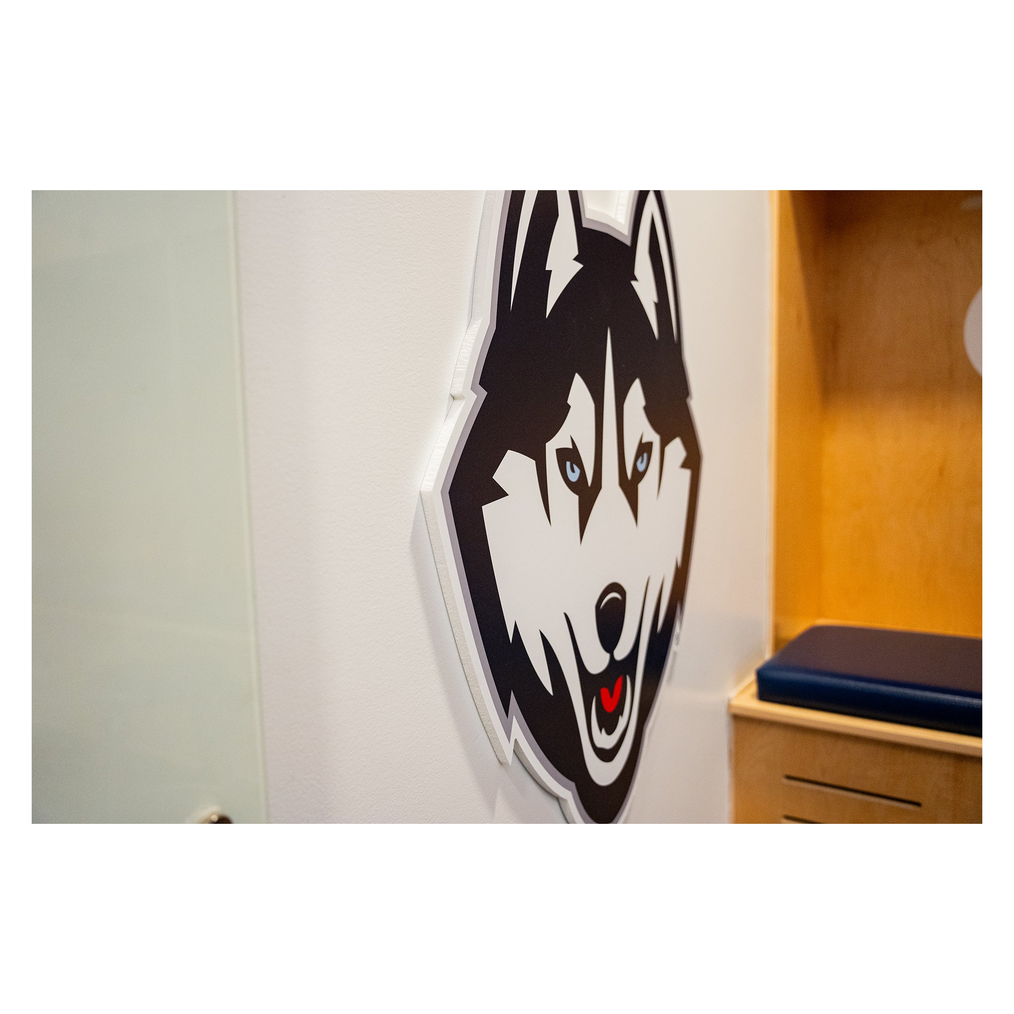 Women's Basketball Locker Room Husky Logo