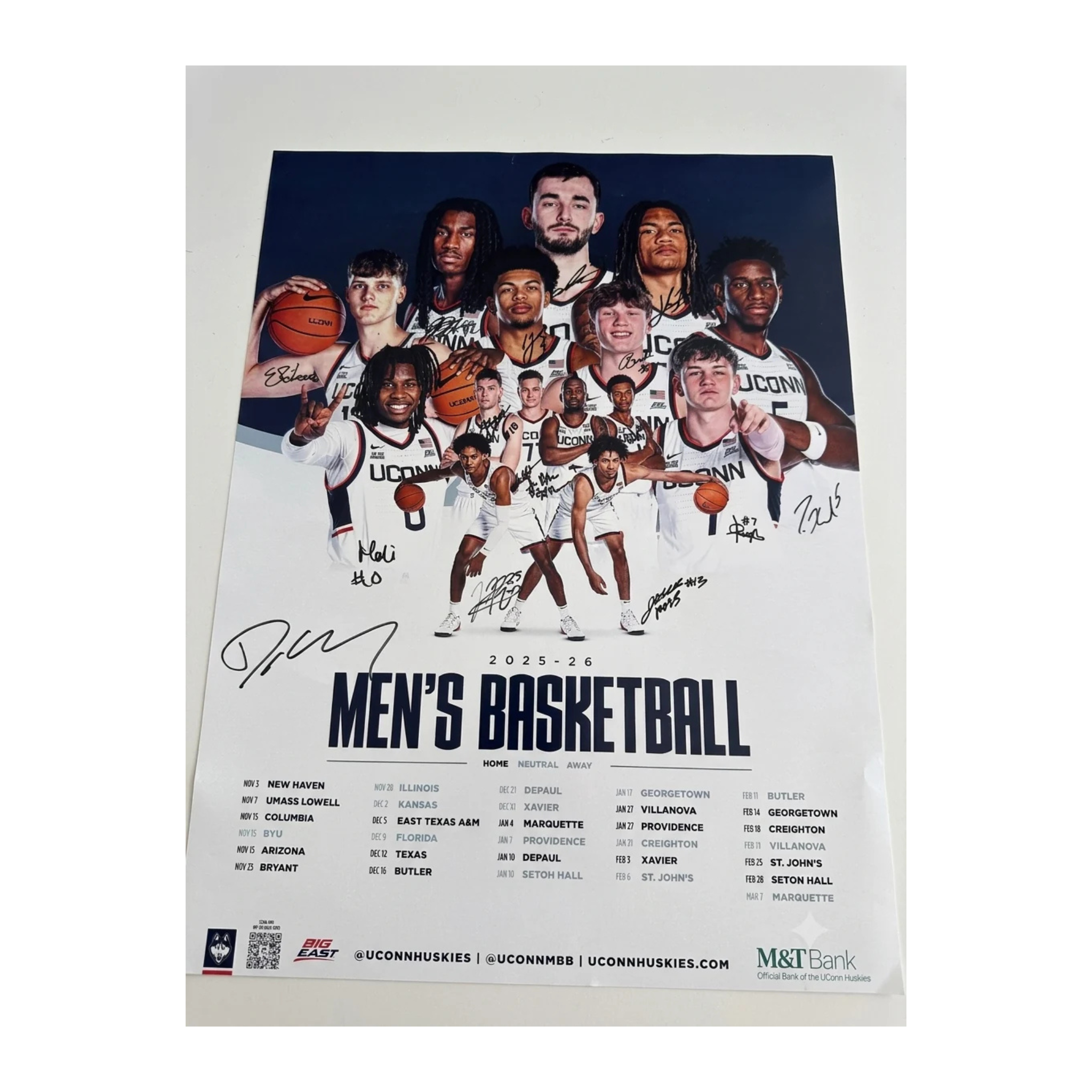 2025-2026 Men's Basketball Schedule Signed Poster