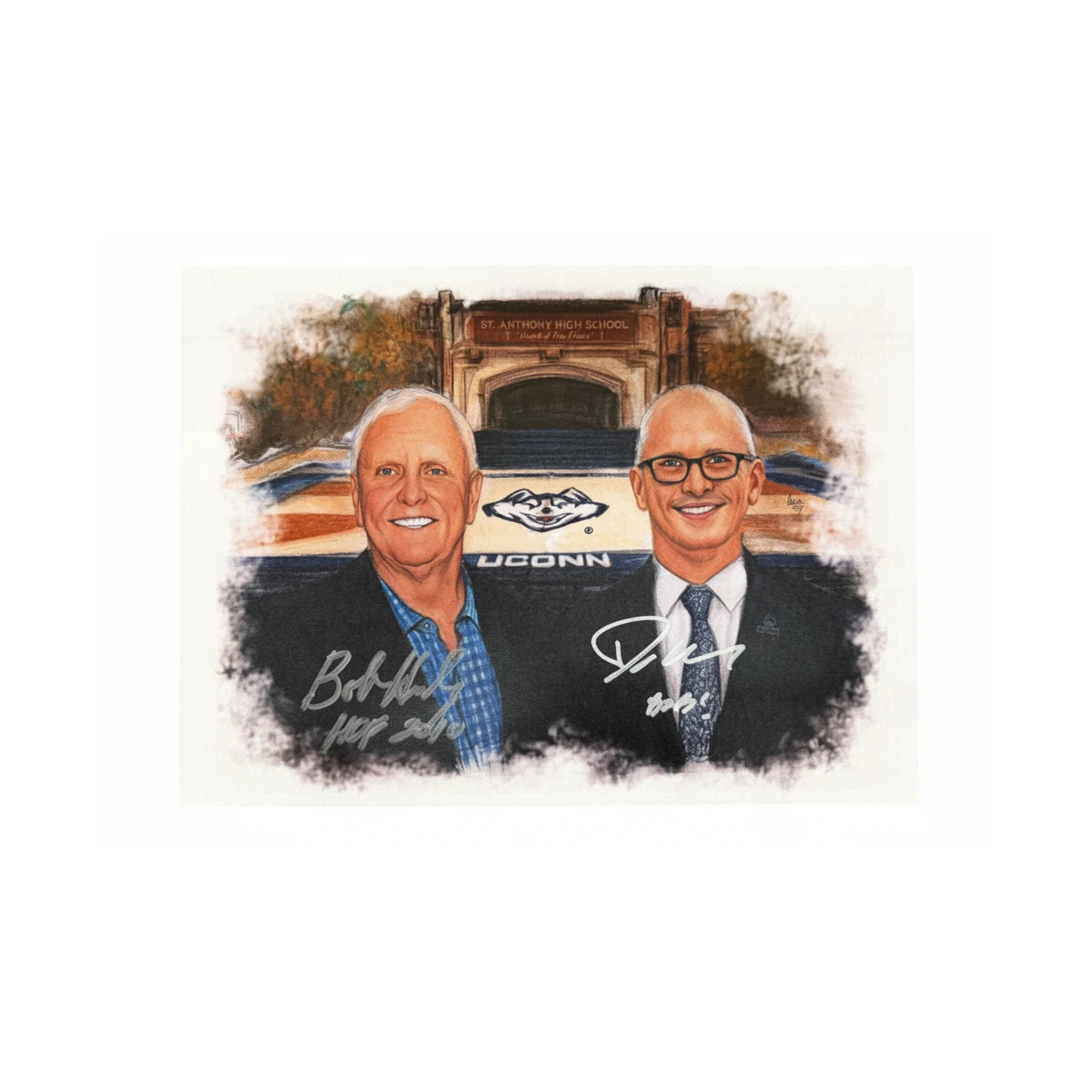Dan Hurley & Bob Hurley Autographed Artistic Rendition