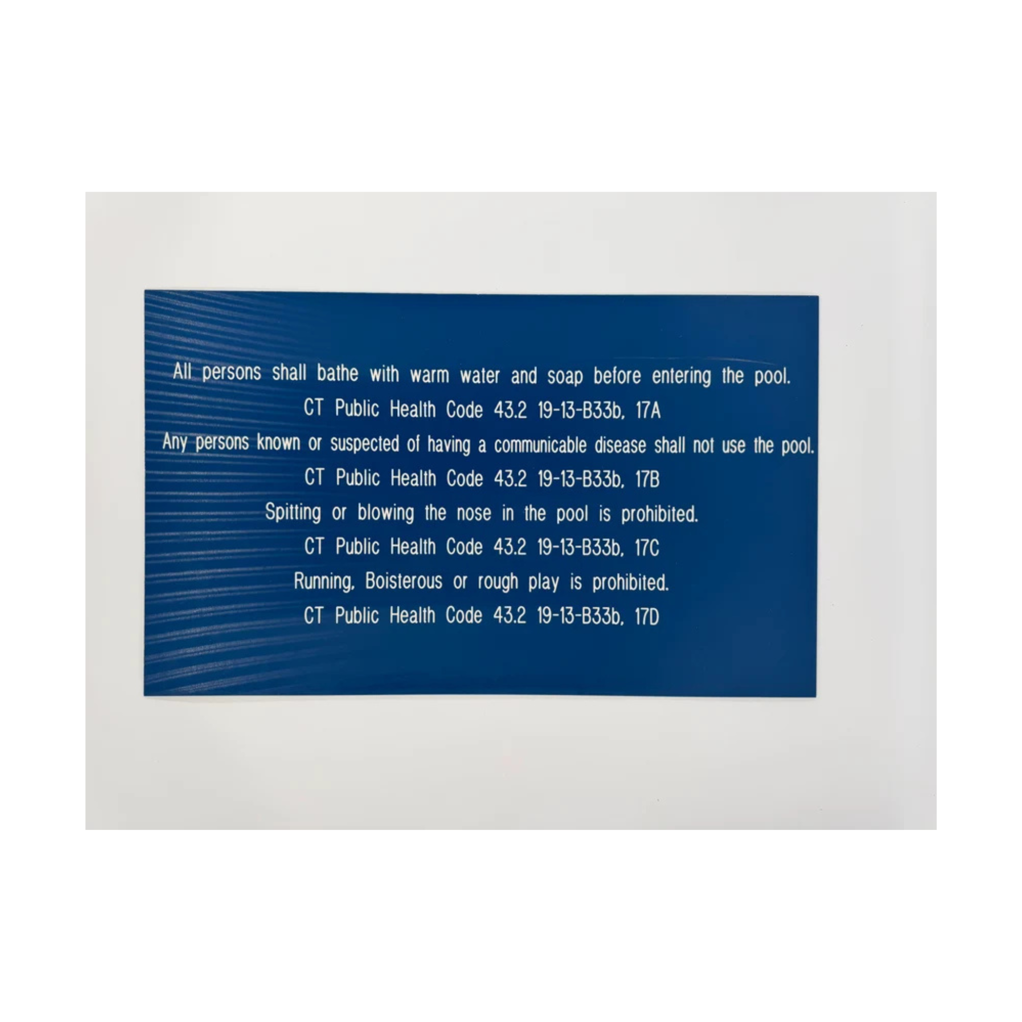 CT Public Health Code Locker Room Spa Sign