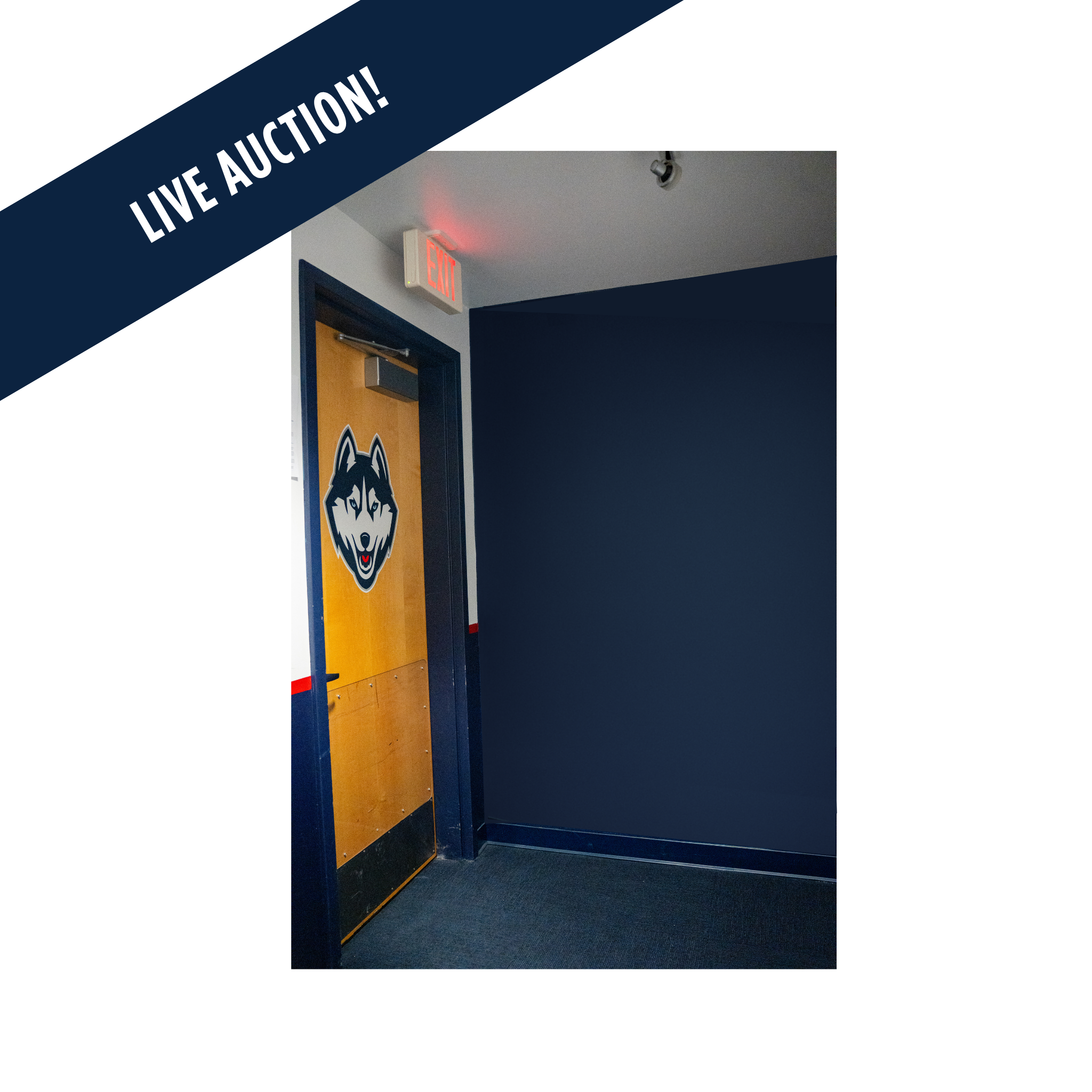 UConn Women’s Basketball Locker Room Door with Signage